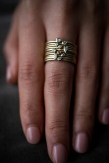 Gold Diamond Stacking Rings