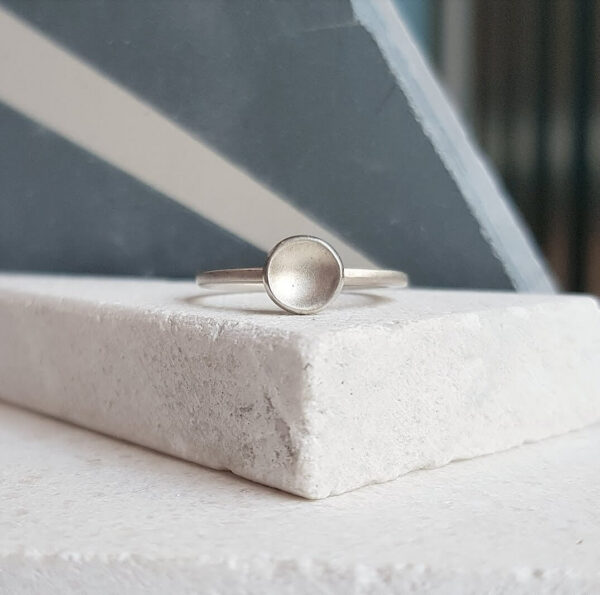 Grey Silver Dome Ring