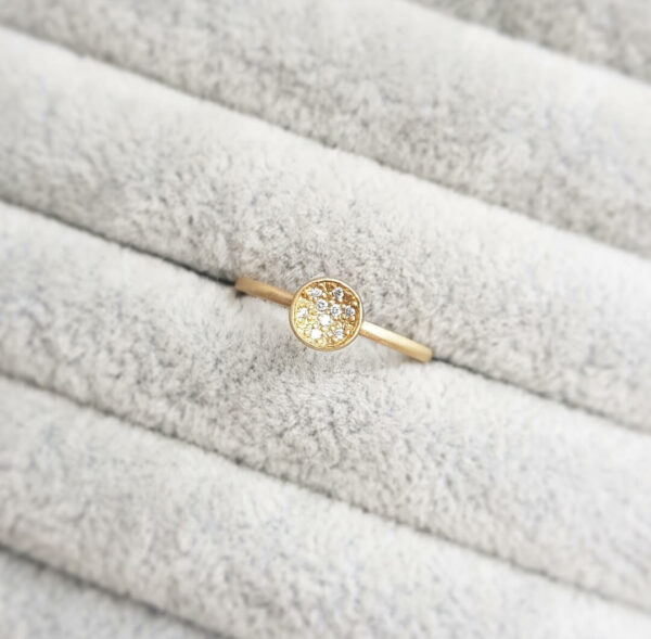 9 Carat Yellow Gold Pave Diamond Dome Stacking Ring Clifton Rocks Jewellery