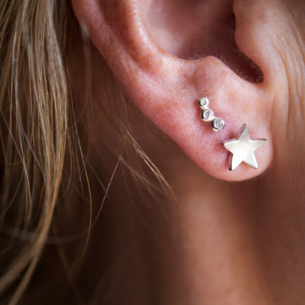 Silver Star Earrings 3 Dots Stud Clifton Rocks Bristol