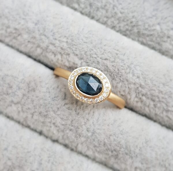 Blue-green-Sapphire-Rose-Cut-Diamond-Modern-Halo-Engagement-Ring-Clifton-Rocks-Jewellery