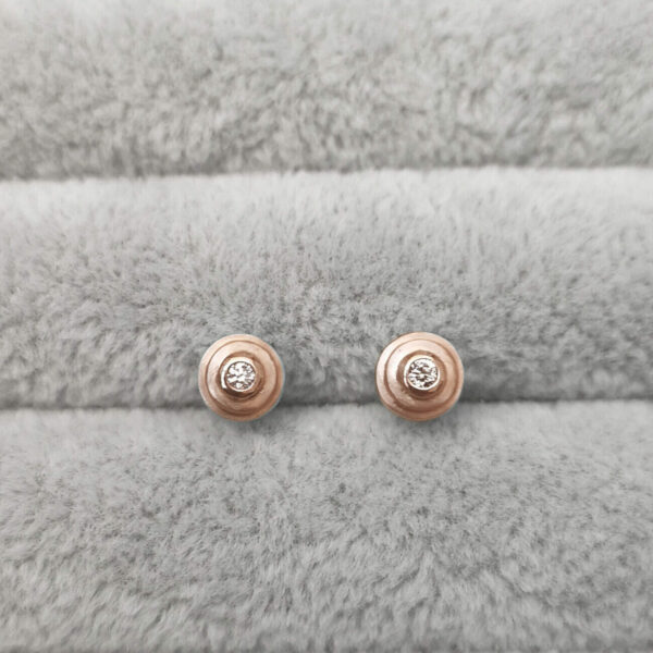 Baby Steps Diamond Studs in rose gold Anny Ching Chin Jewellery - Clifton Rocks Bristol