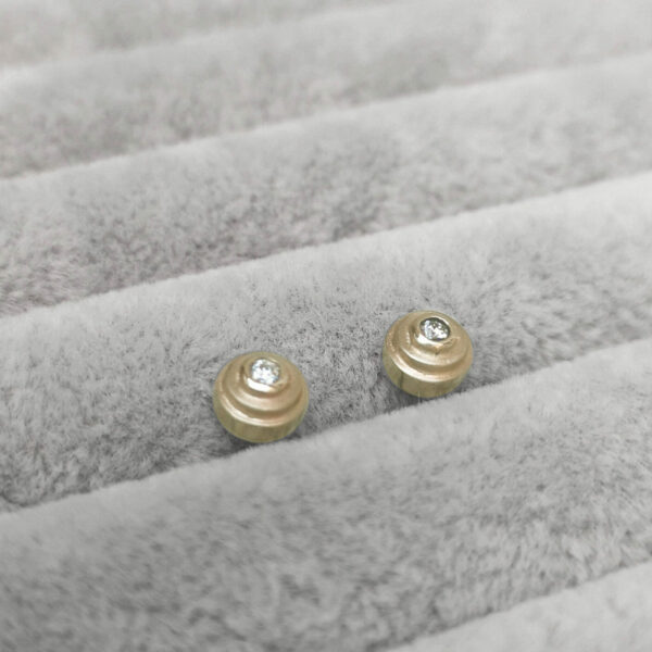 Baby Steps Diamond Studs in yellow gold Anny Ching Chin Jewellery - Clifton Rocks Bristol