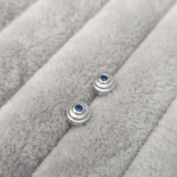 Baby Steps Blue Sapphire Studs in silver-Anny Ching Chin Jewellery - Clifton Rocks Bristol