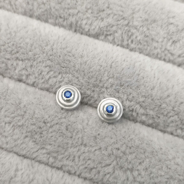 Baby Steps Blue Sapphire Studs in silver-Anny Ching Chin Jewellery - Clifton Rocks Bristol