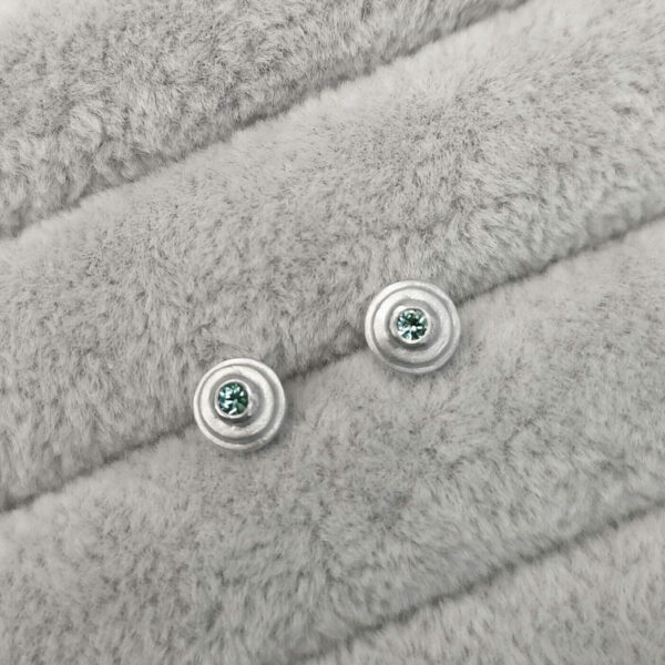 Baby Steps Green Sapphire Studs in silver-Anny Ching Chin Jewellery - Clifton Rocks Bristol