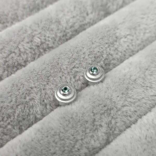 Baby Steps Green Sapphire Studs in silver-Anny Ching Chin Jewellery - Clifton Rocks Bristol