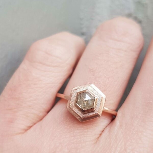 hexagon-diamond-rose-gold-halo-engagement-ring-diamond-Ching-Chin-Jewellery-Clifton-Rocks-Jewellery-Bristol