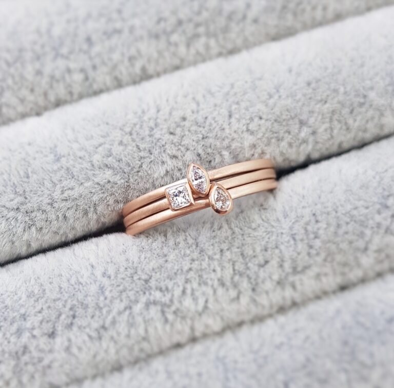 Rose Gold Diamond Stacking Rings