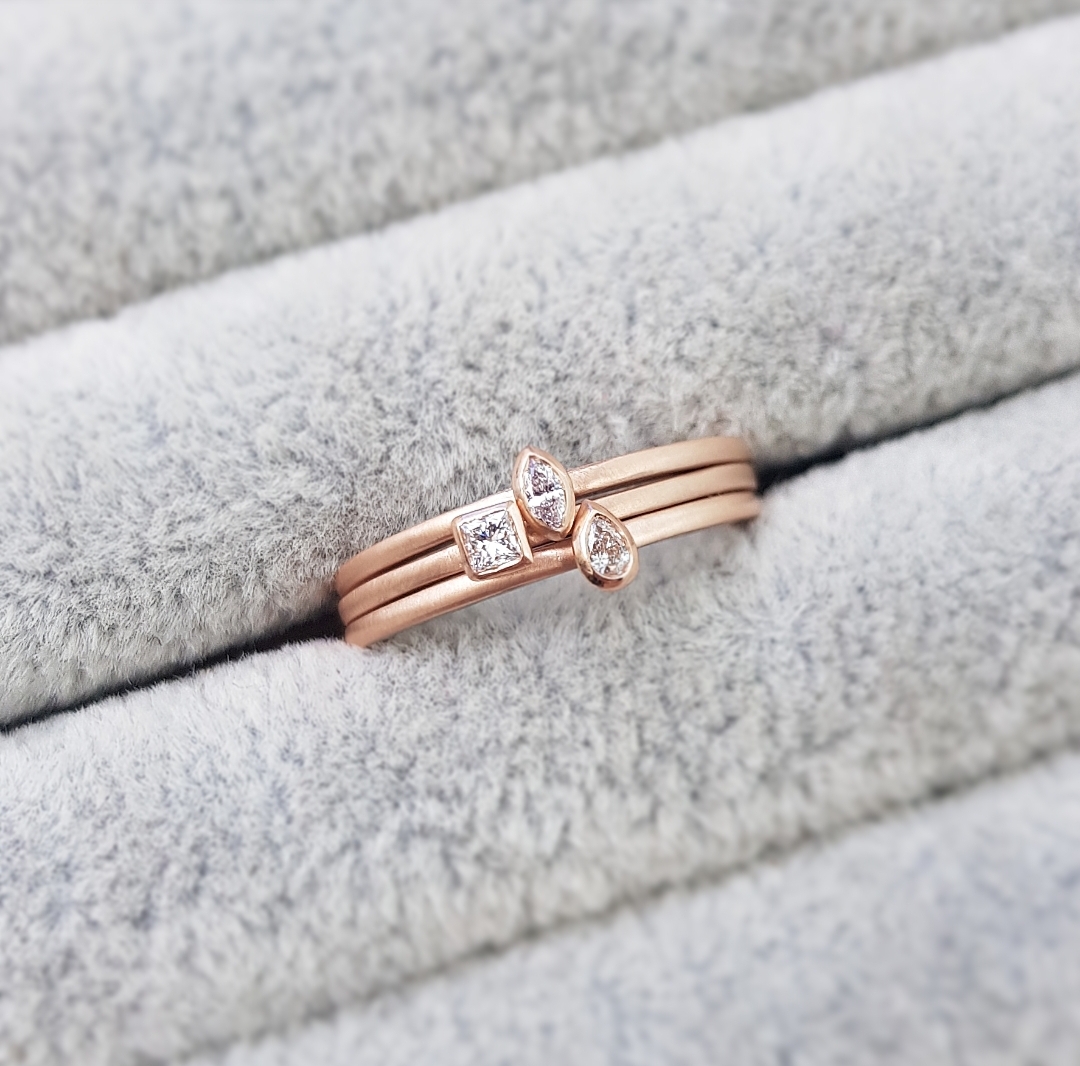 Rose Gold Diamond Stacking Rings • Clifton Rocks