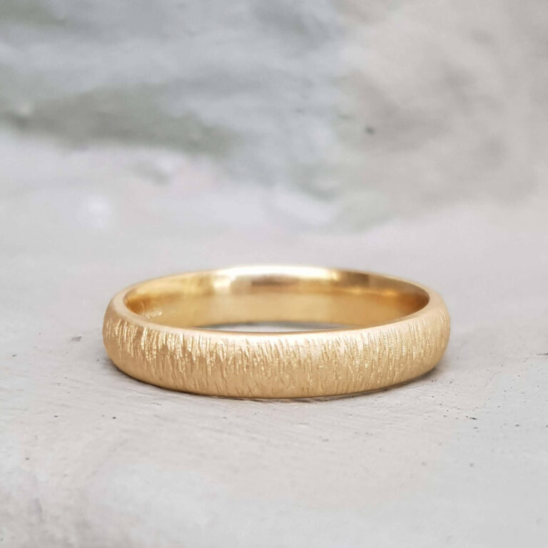 Straight Textured Hammered Wedding Ring
