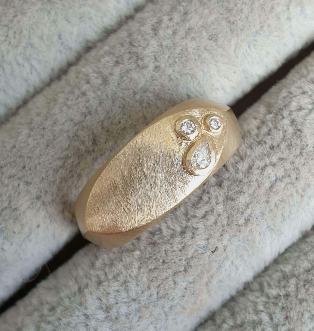 Chunky Gold Diamond Signet Ring