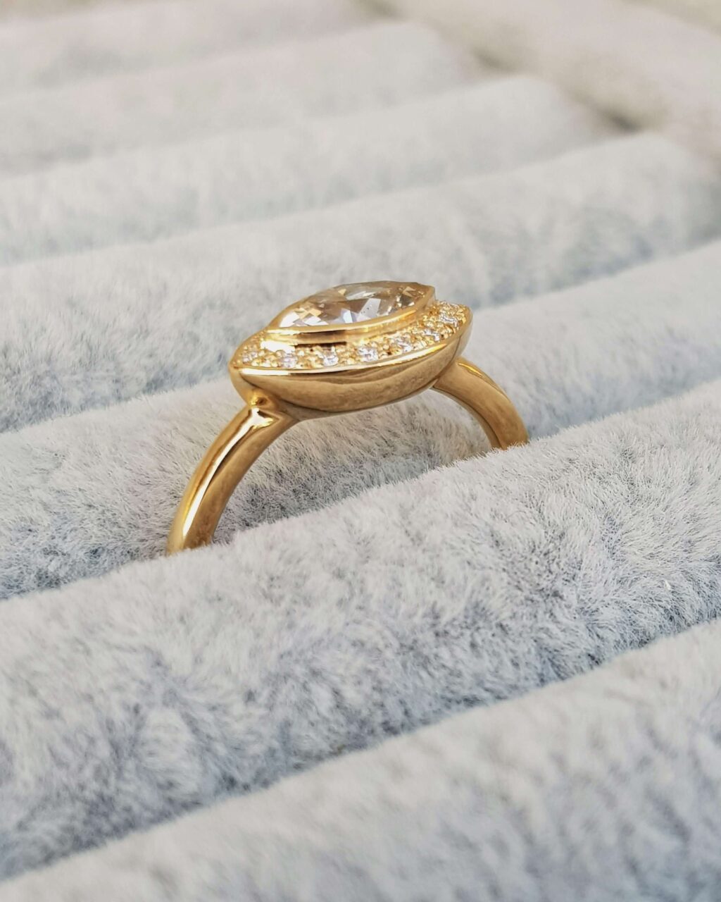 Champagne-Marquise-Diamond-Modern-Halo-Engagement-Cocktail-Ring-Clifton-Rocks