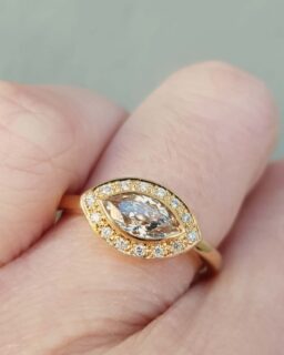 Champagne-Marquise-Diamond-Modern-Halo-Engagement-Cocktail-Ring-Clifton-Rocks