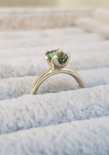 Green Sapphire Oval Solitaire Engagement Ring