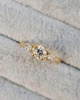 Old Cut Diamond Trilogy Engagement Ring
