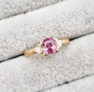 Pink Sapphire Trilogy Engagement Ring