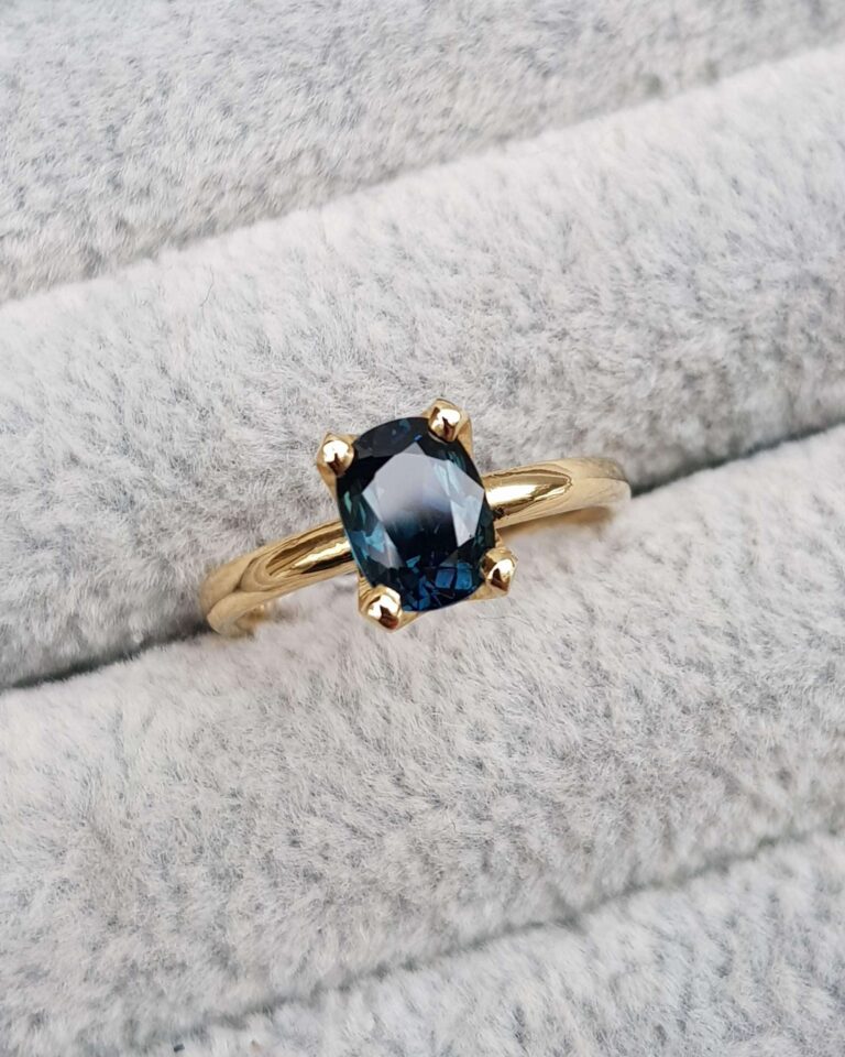 Blue Oval Sapphire Engagement Ring