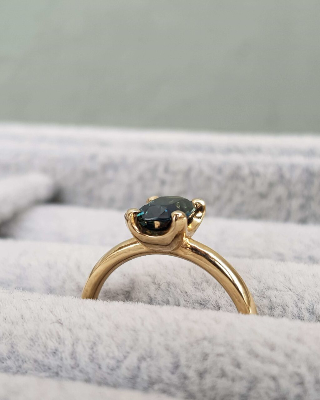 Blue Oval Sapphire Engagement Ring