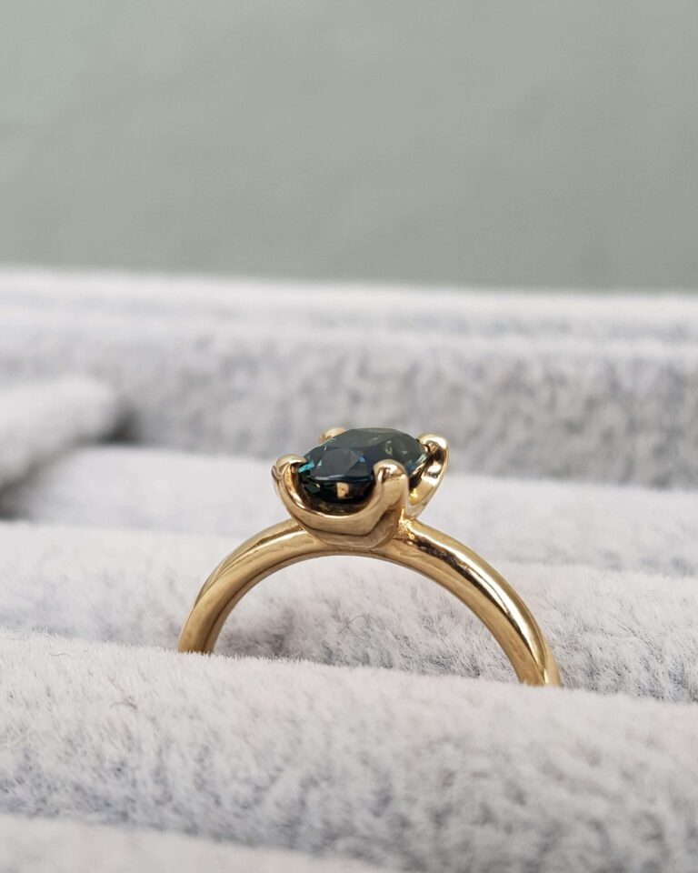 Blue Oval Sapphire Engagement Ring