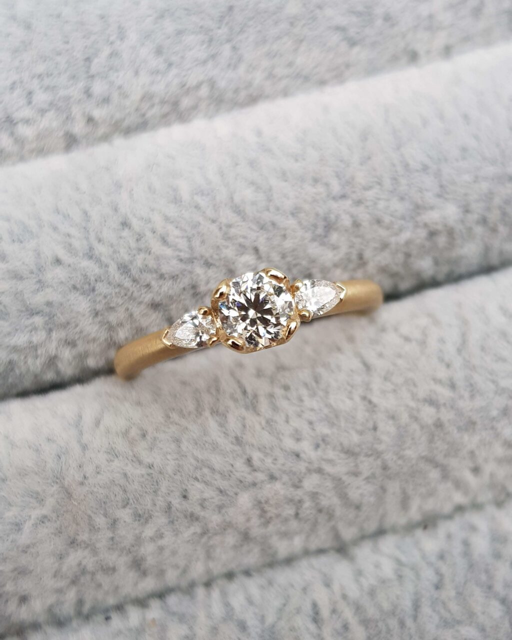 Diamond Trilogy Engagement Ring in yellow gold