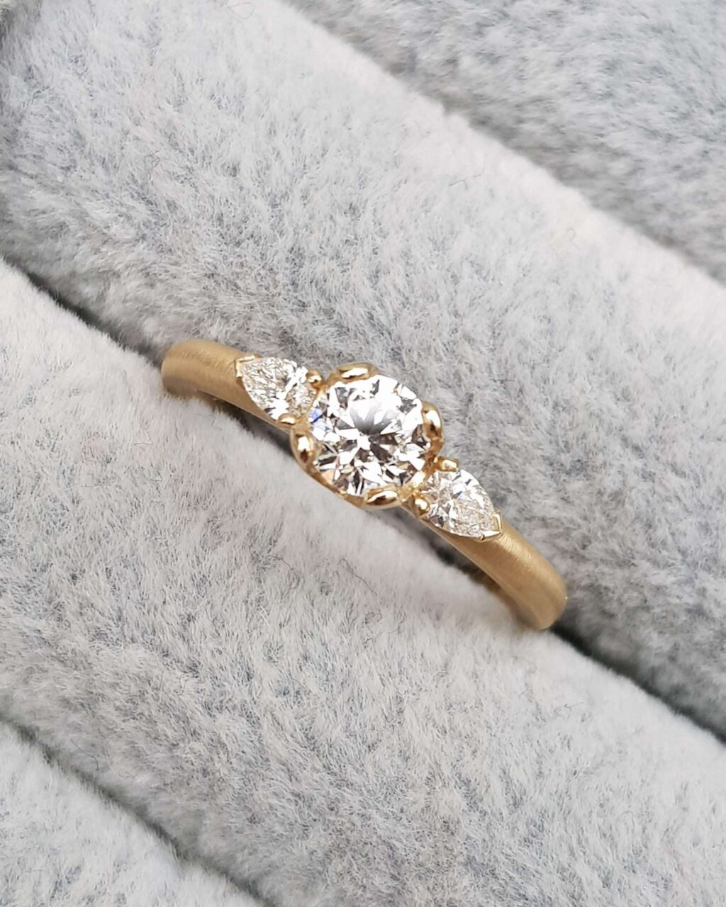 Diamond Trilogy Engagement Ring in yellow gold
