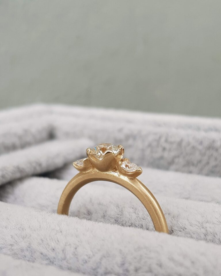 Diamond Trilogy Engagement Ring in yellow gold