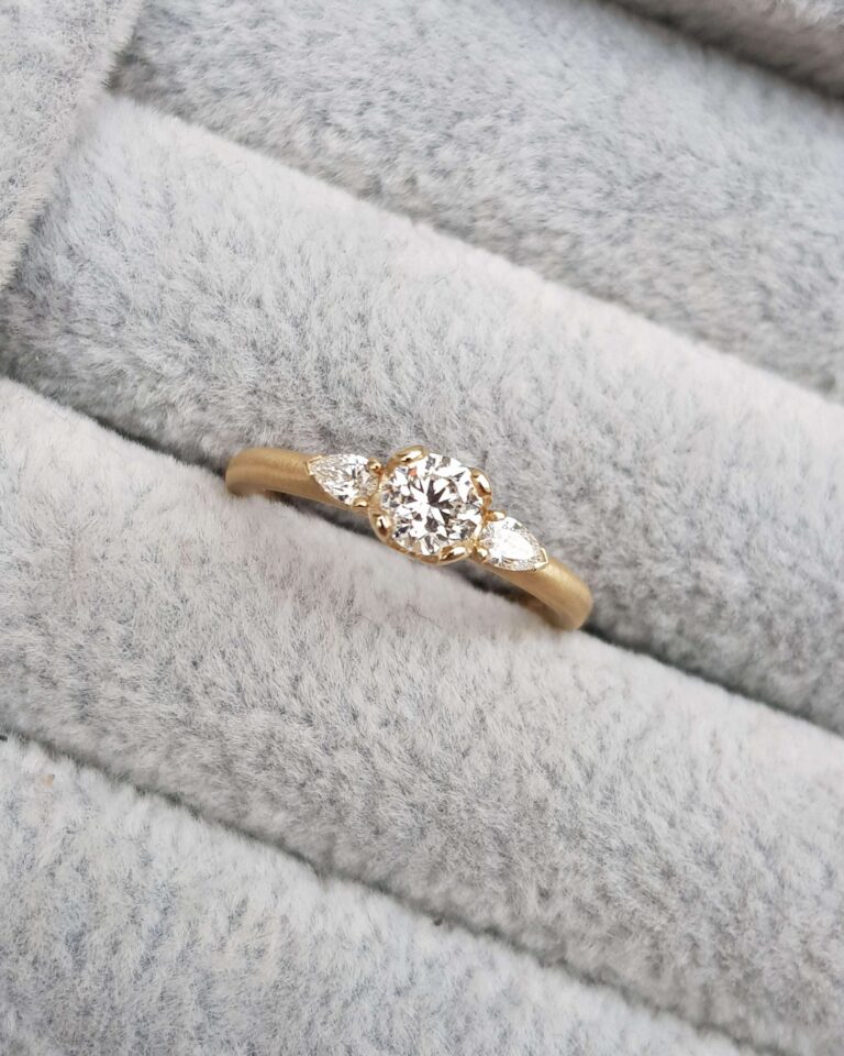 Diamond Trilogy Engagement Ring in yellow gold