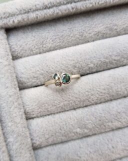 Teal Sapphire and Diamond Trilogy Cluster in White Gold