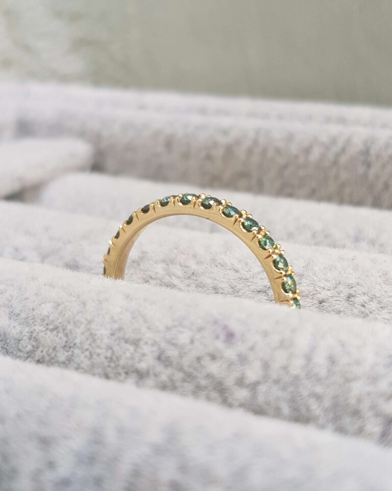 Green Diamond ring in gold by Samantha England