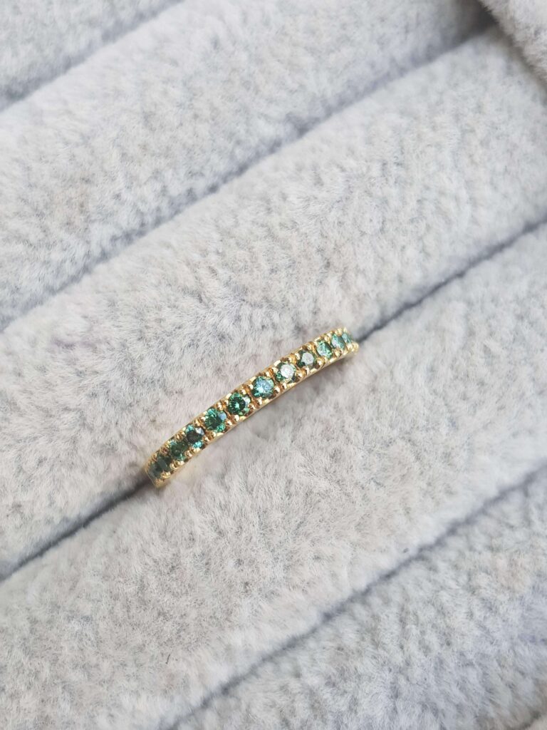 Green Diamond ring in gold by Samantha England