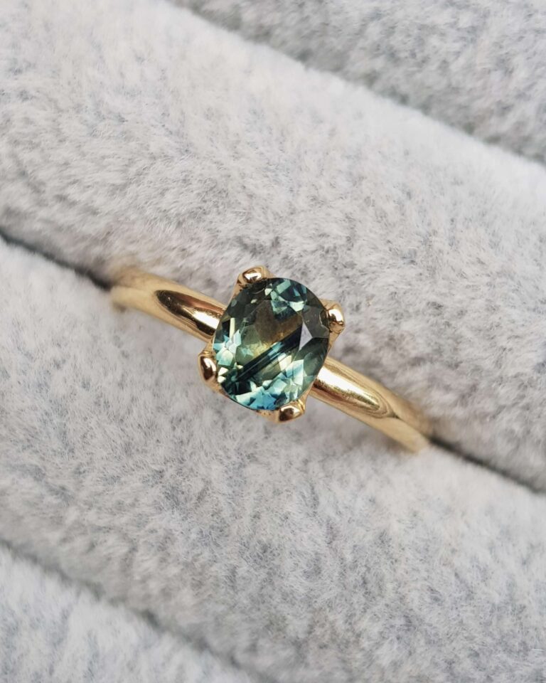 The Artist's Green Sapphire Oval Engagement Ring