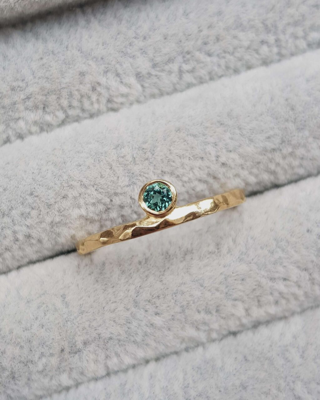 Off Set Green Tourmaline Textured Ring