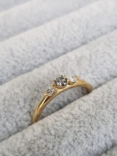 Mini Salt and Pepper Diamond Trilogy Engagement Ring