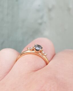 Salt and Pepper and White Diamond Trilogy Engagement Ring