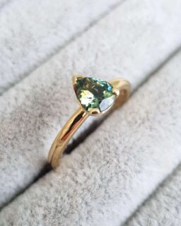 Deep Green Pear Sapphire Engagement Ring