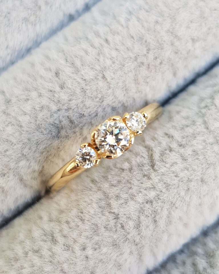 White Diamond Gold Trilogy Engagement Ring