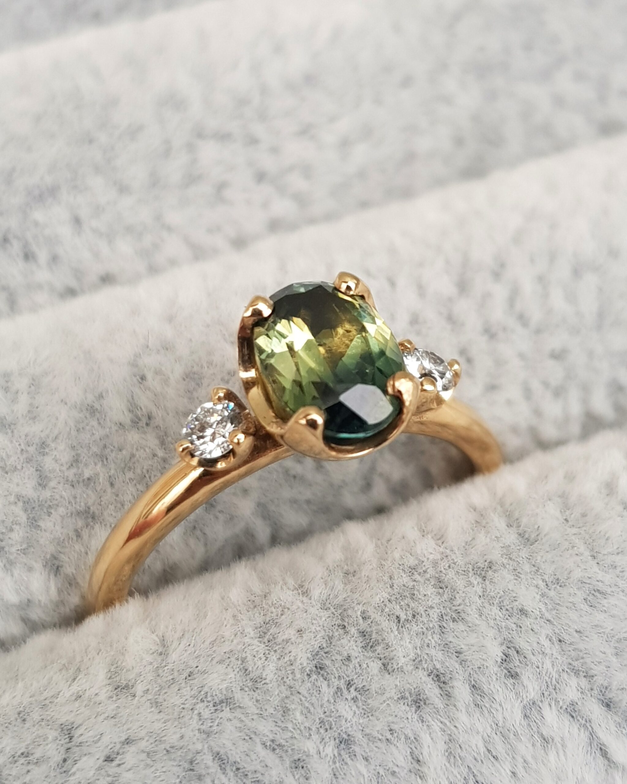 Sapphire trilogy engagement ring clearance