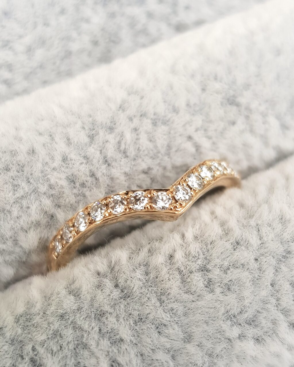 One Off V Shaped White Diamond Wedding Ring