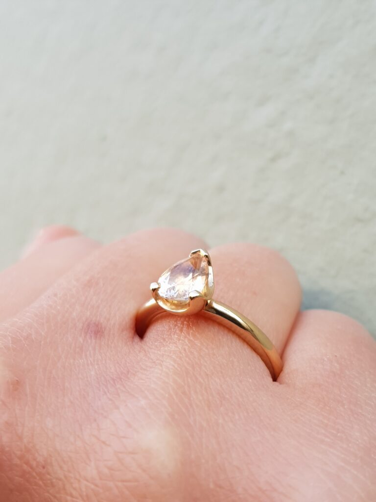 Natural Peachy Sapphire Solitaire Engagement Ring