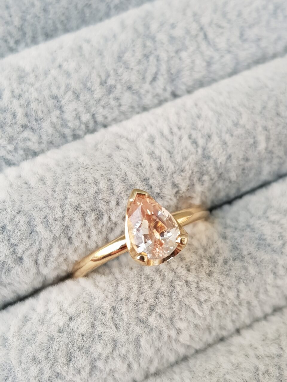 Natural Peachy Sapphire Solitaire Engagement Ring