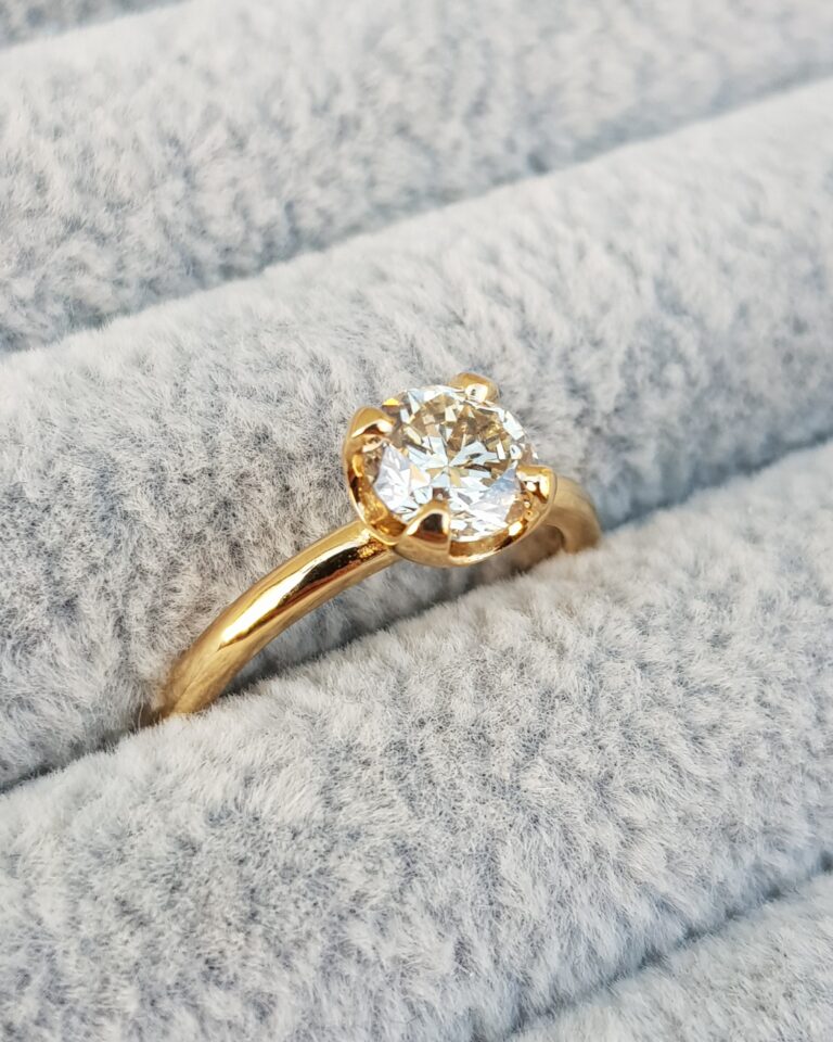 1 Carat Champagne Diamond Solitaire Engagement Ring