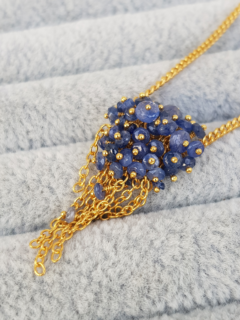 Blue Sapphire Tassel Gold Necklace