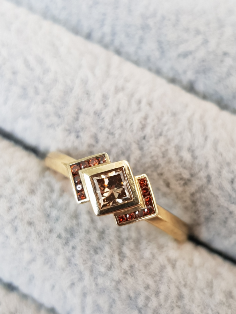 Princess Cut Chocolate Diamond Engagement Ring - Katie Snow