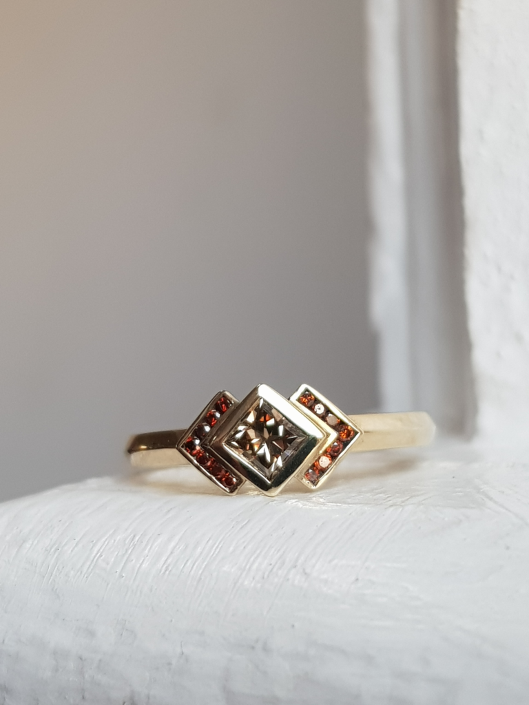 Princess Cut Chocolate Diamond Engagement Ring - Katie Snow