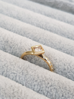 Princess Cut Champagne Diamond Solitaire Engagement Ring - Katie Snow