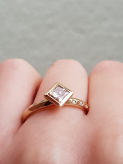 Princess Cut Champagne Diamond Solitaire Engagement Ring - Katie Snow