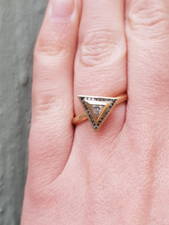 Triangle Halo Knife Edge Engagement Ring - Katie Snow