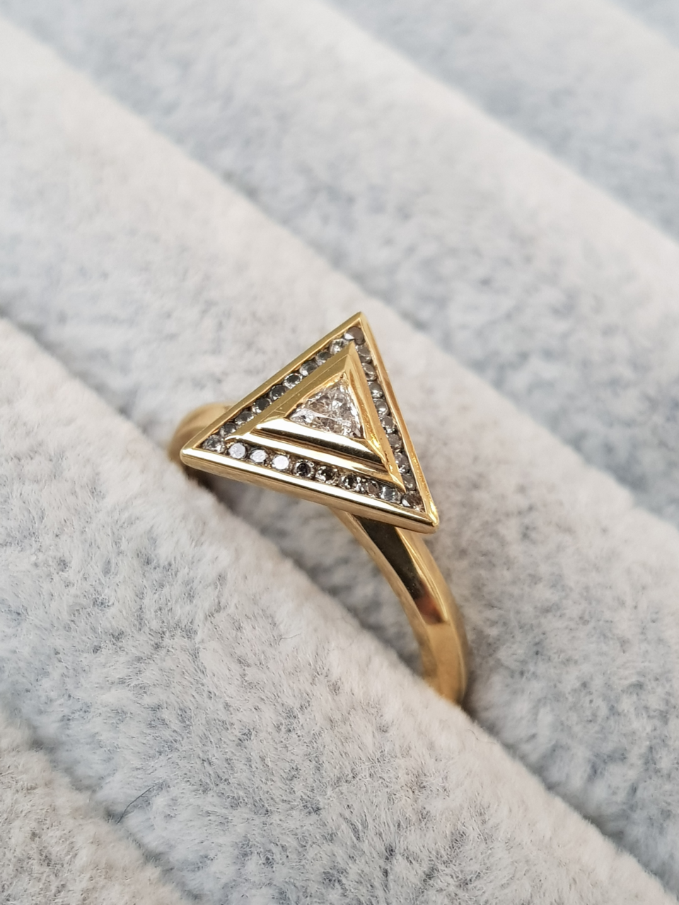 Triangle Halo Knife Edge Engagement Ring - Katie Snow