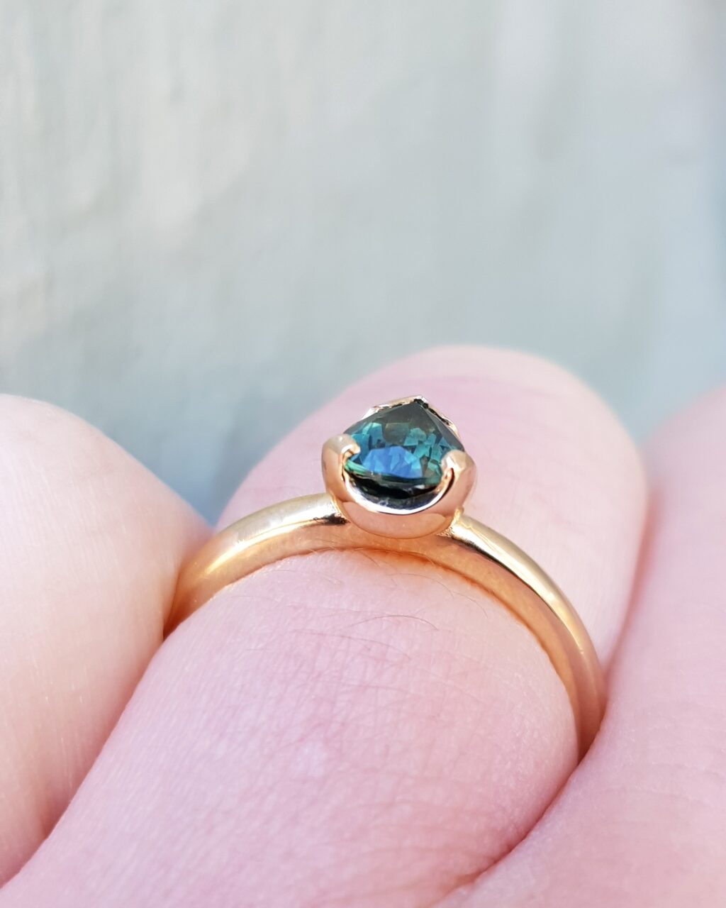 Deep Green Pear Sapphire Engagement Ring-4-Clifton-Rocks